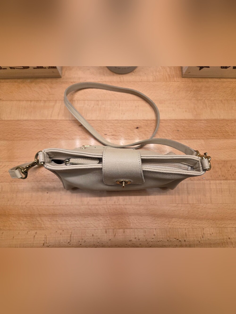 Coach Vintage Legacy Demi Crossbody Ivory Bone 9154 Brass Turnlock Small Bag 90s - Picture 7 of 10